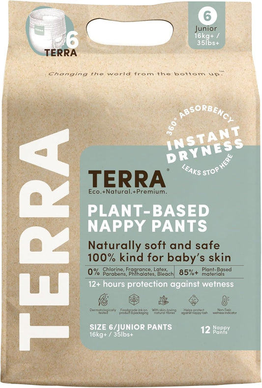 Terra Size 6 Plant-Based Training Pants - Gentle Overnight Protection