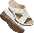 Womens Wedge Sandals Leather Low Wedge Slip On - Comfortable