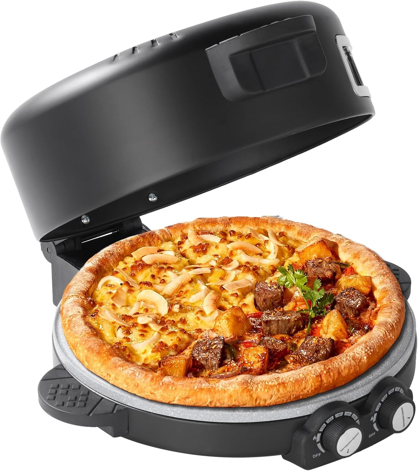 Electric Pizza Oven with Timer & Temp Control - Perfect for Various Dishes (Black)
