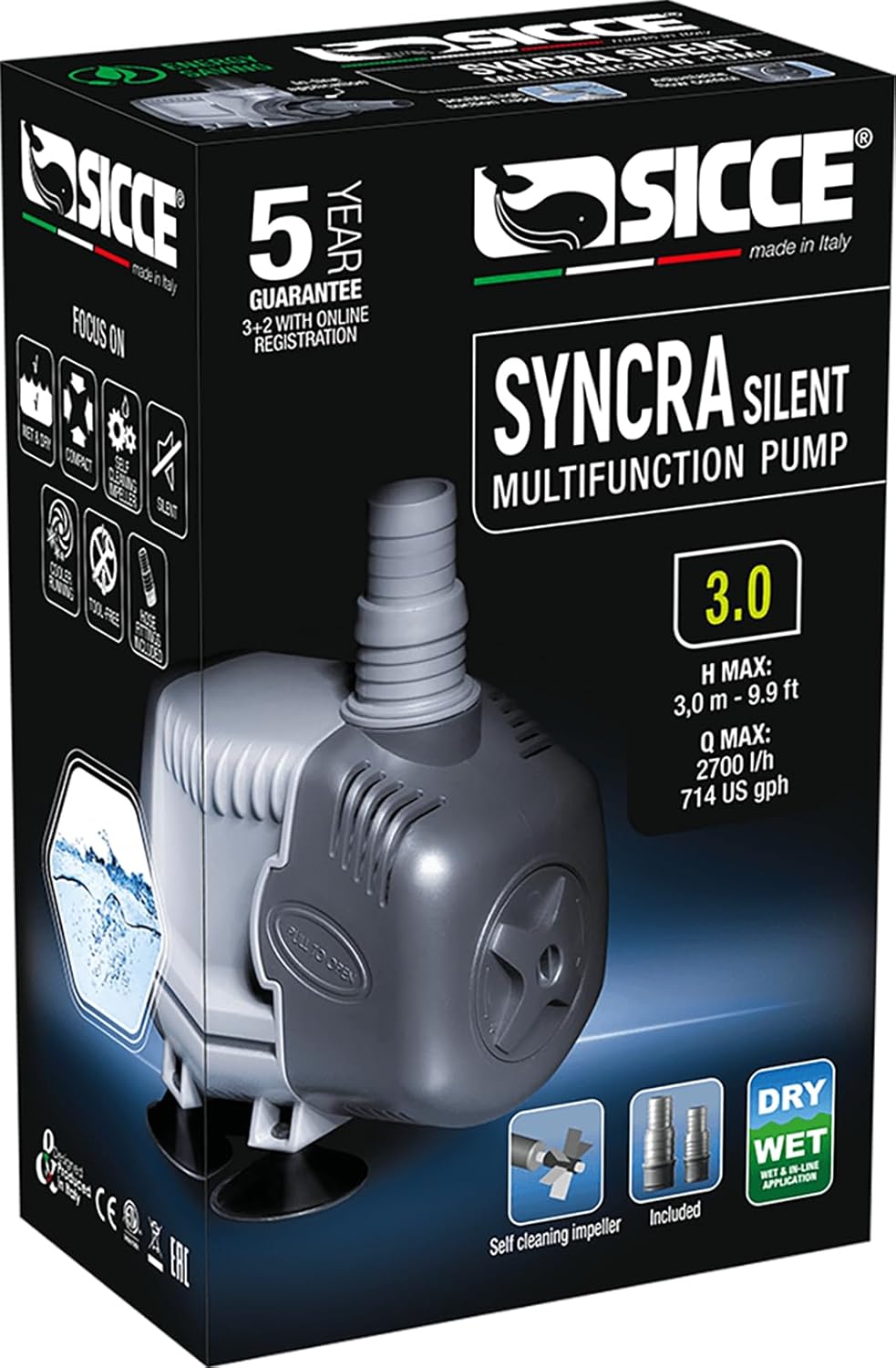 SICCE Syncra Silent 3.0 Multifunction 714 GPH Water Pump