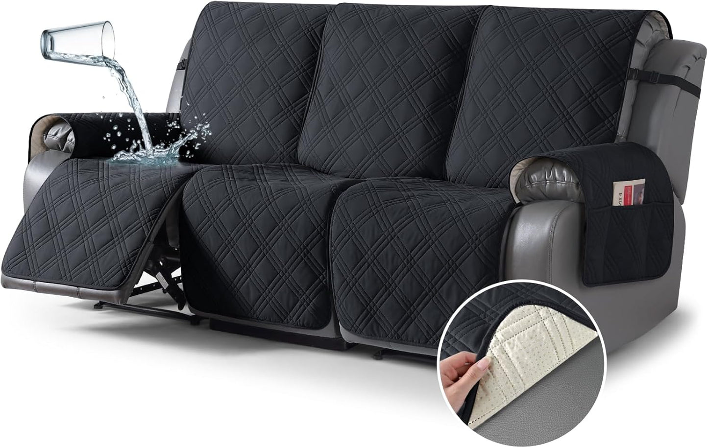 Waterproof Recliner Sofa Cover for 3 Seat Reclining Sofa