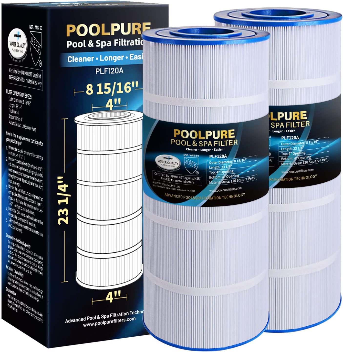 POOLPURE PA120 Pool Filter for Hayward C1200 and More