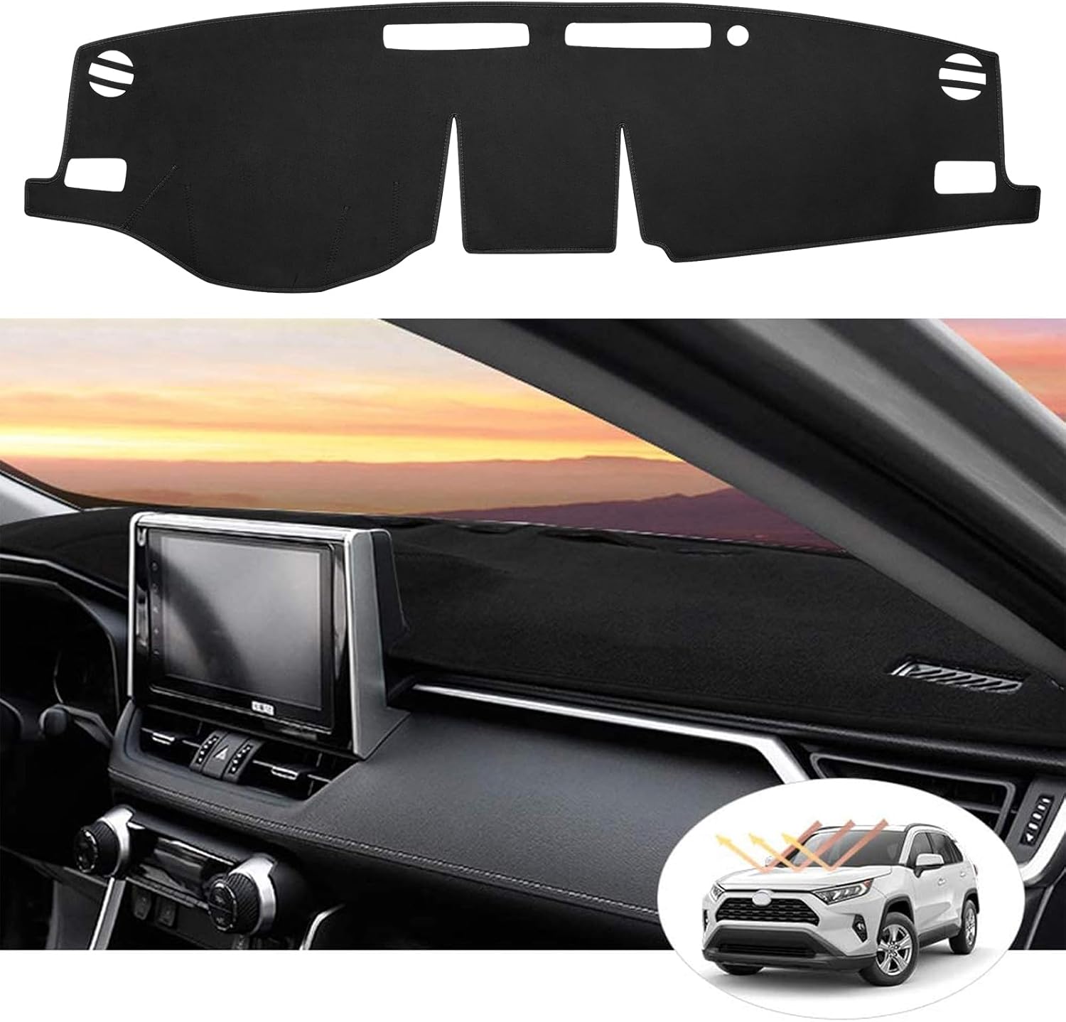 SPEEDWOW Dashboard Cover Mat for Toyota RAV4 2019-2024 Models