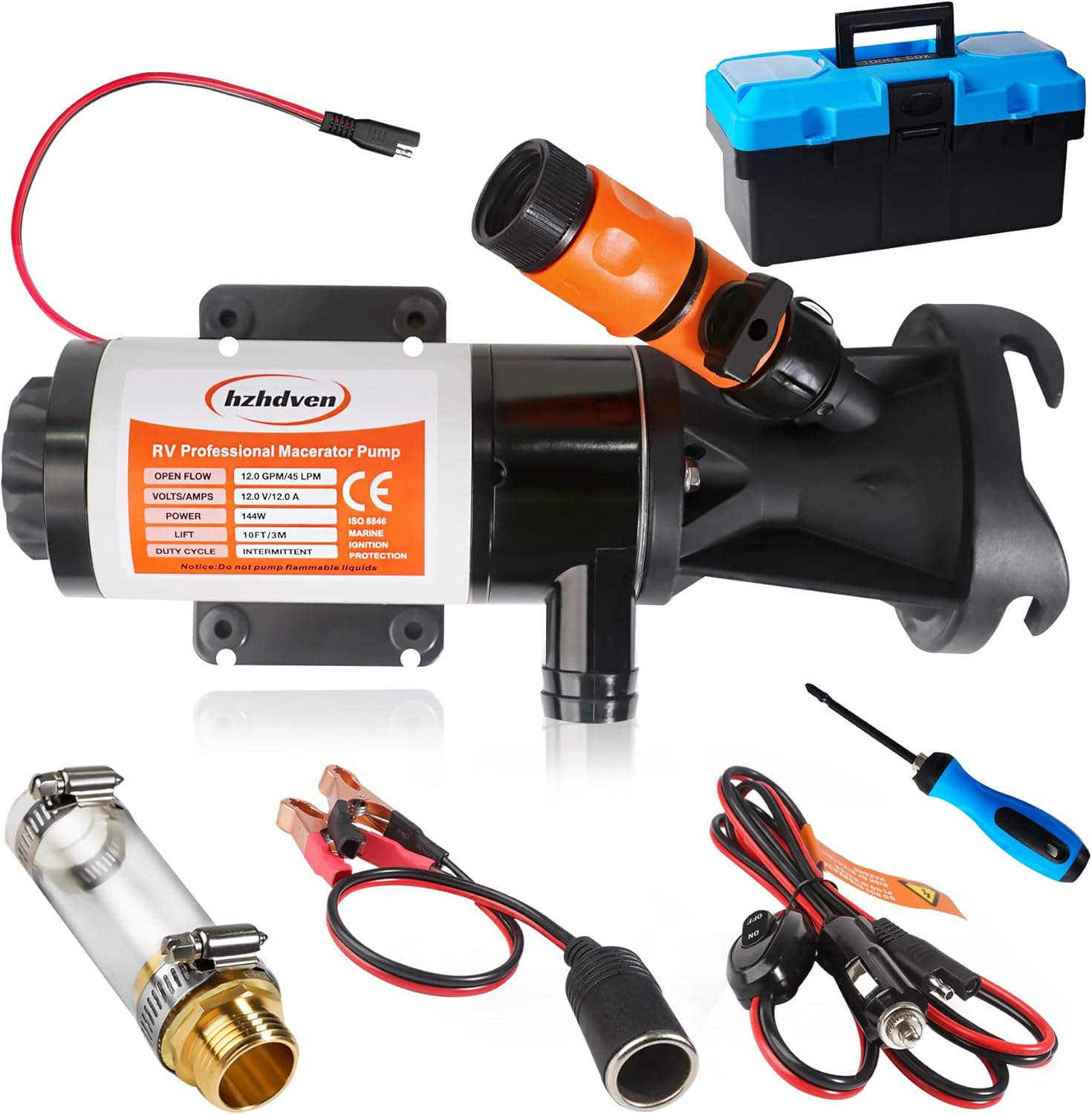 RV Macerator Pump 12V for Efficient Waste Disposal and Rinse