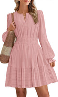 Mini Dresses for Women 2025 Casual Lightweight Long Sleeve V Neck