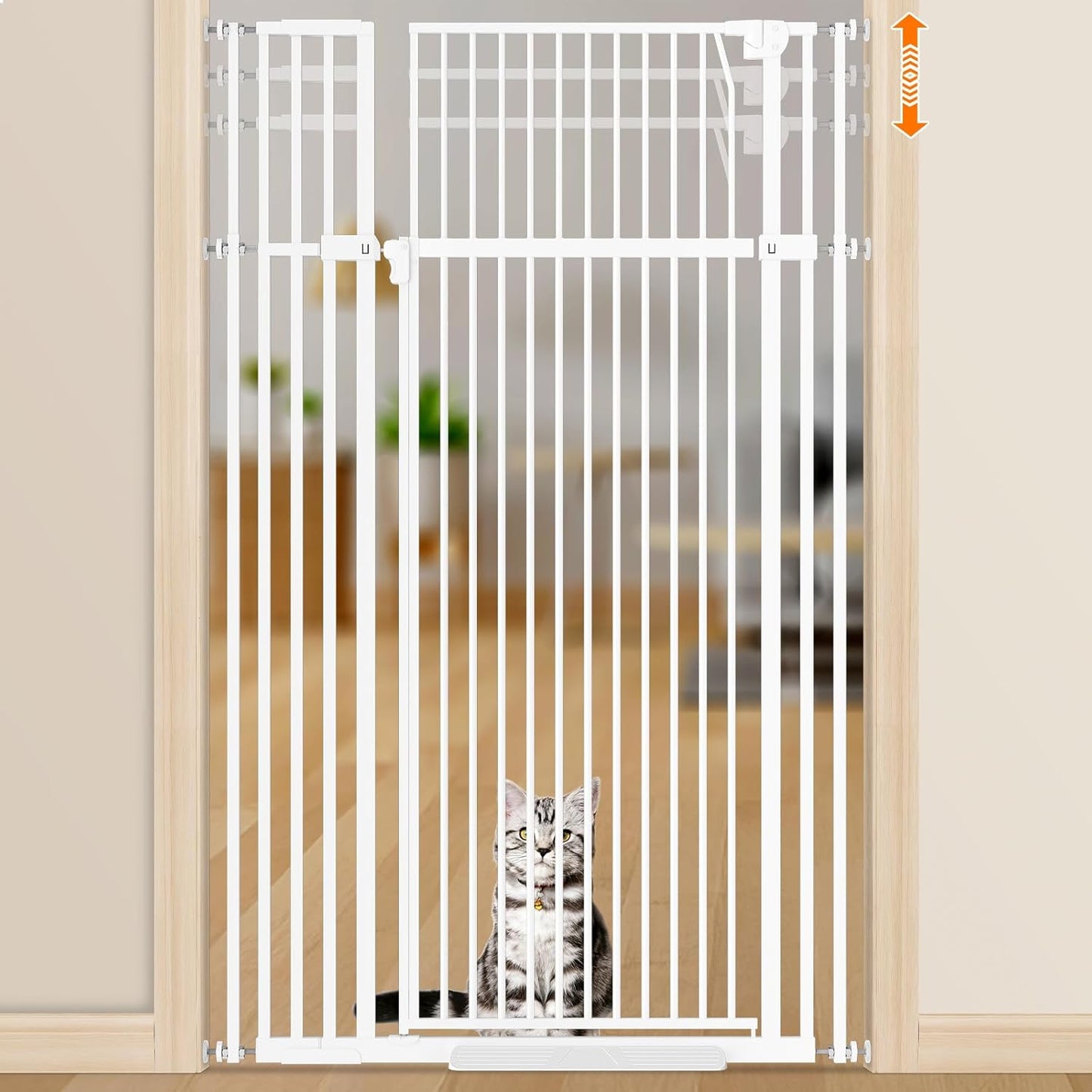 Senneny Extra Tall Cat Gate Height Adjustable for Pets Safety