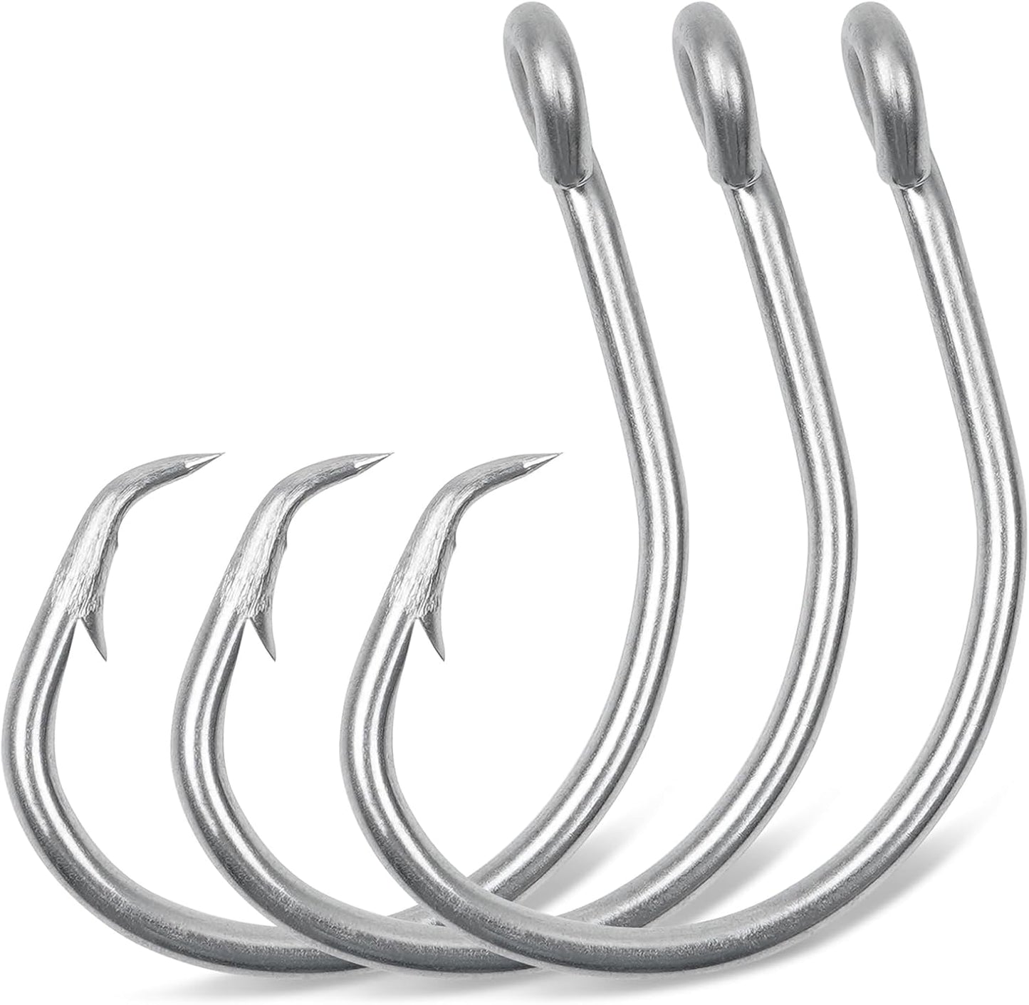 JSHANMEI 20pcs Wide Gap Stainless Steel Circle Hooks - Big Game Catfish Tuna Bass Fishing