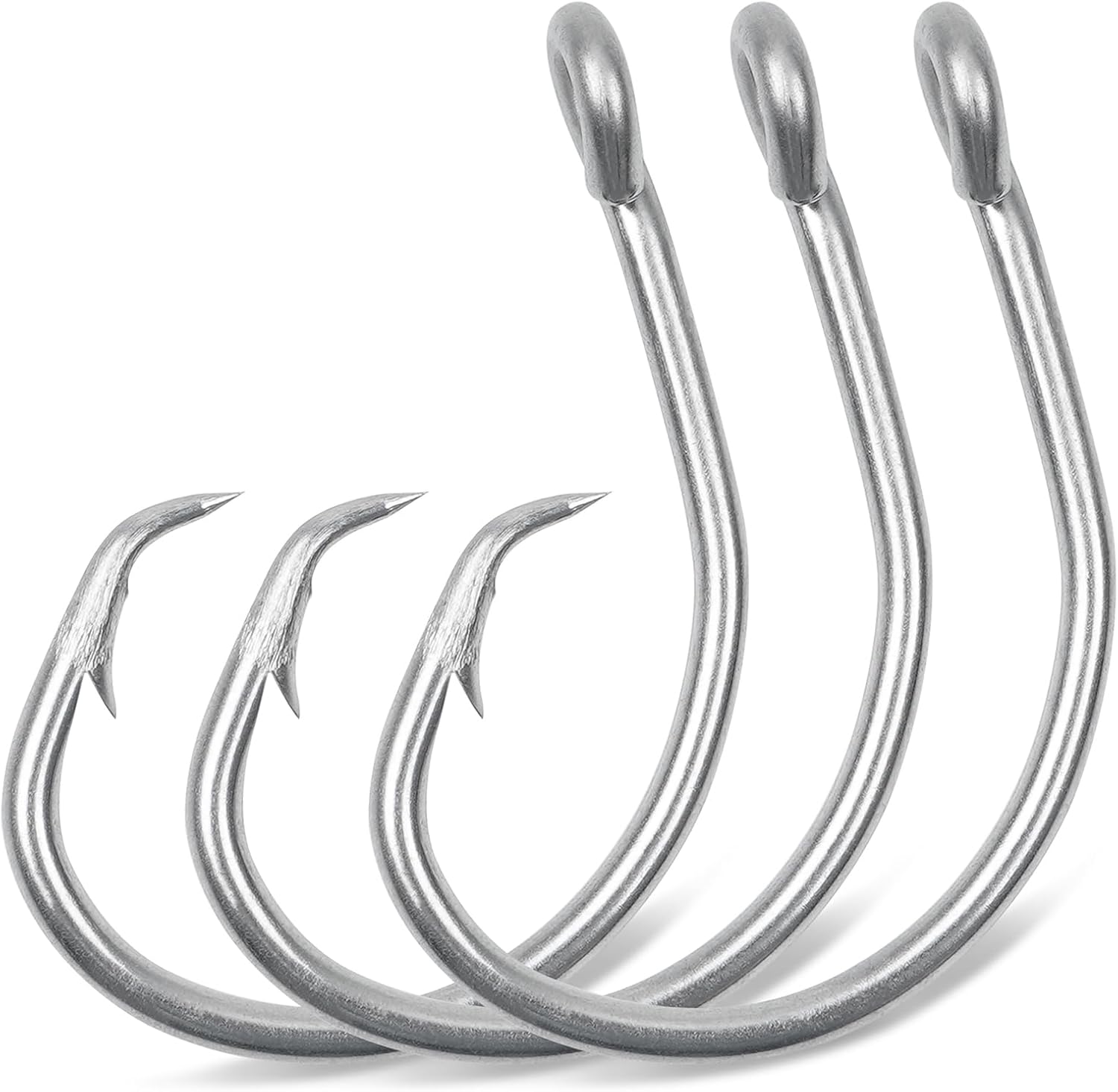 JSHANMEI 20pcs Wide Gap Stainless Steel Circle Hooks - Big Game Catfish Tuna Bass Fishing