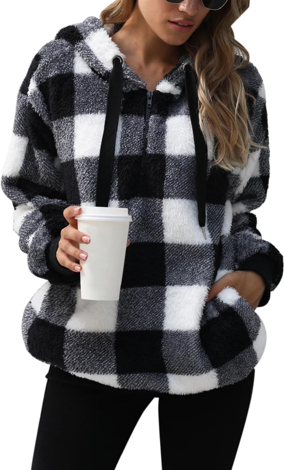 Nirovien Womens Sherpa Pullover Hoodie for Cozy Warmth