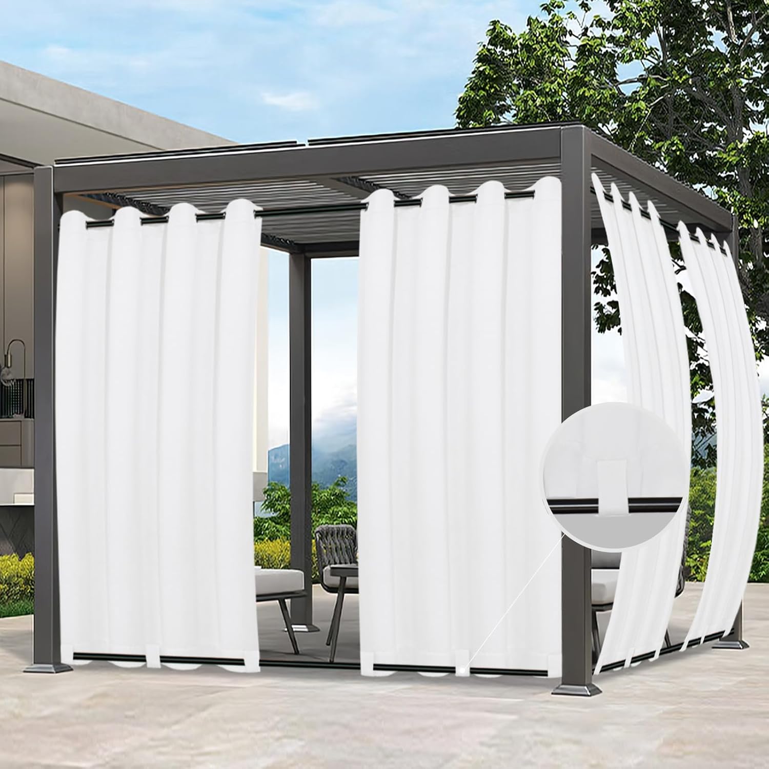 Easy-Going Outdoor Curtains Waterproof for Patio and Gazebo
