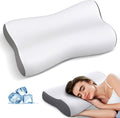 Cervical Neck Pillow White & Grey - Contour Memory Foam for Pain
