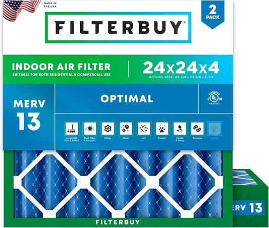 24x24x4 Air Filter MERV 13 for Optimal Smoke & Allergy Defense