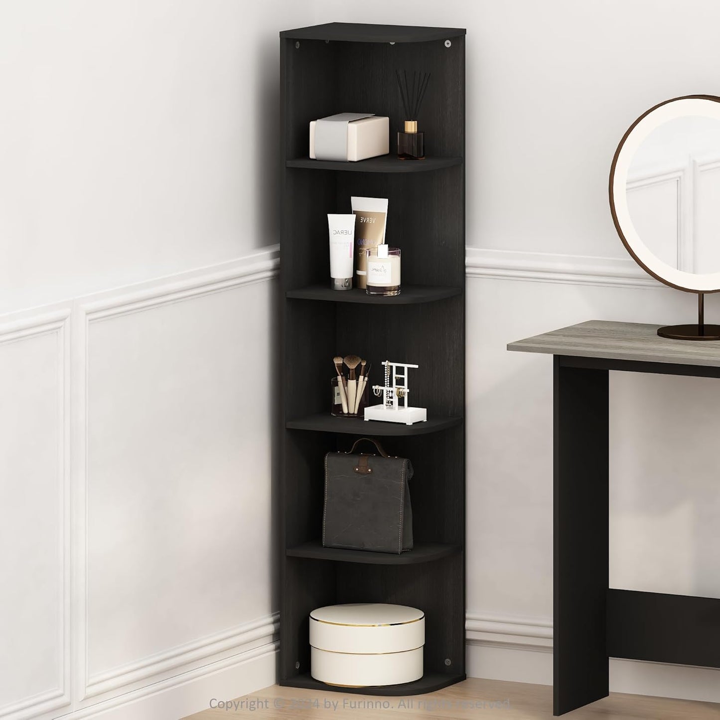 Furinno Reed 5-Tier Corner Storage Shelf for Space Saving Needs