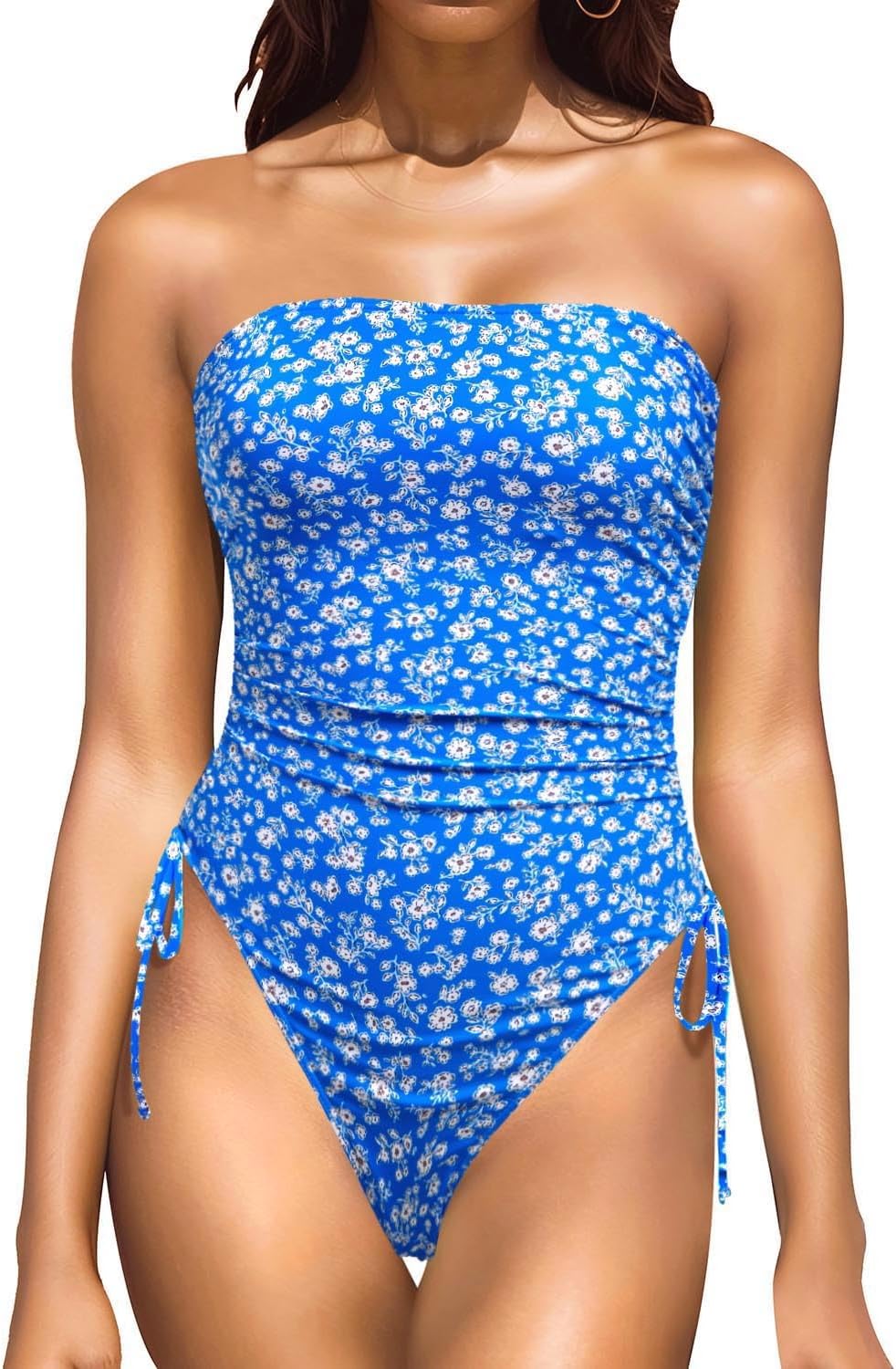 Yonique Women Strapless One Piece Swimsuit for Tummy Control