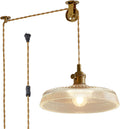 Plug in Pendant Light 9.1 in Glass Lampshade - Modern Ambient Lighting