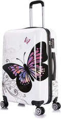 InUSA Butterfly Print Luggage with Spinner Wheels for Travel