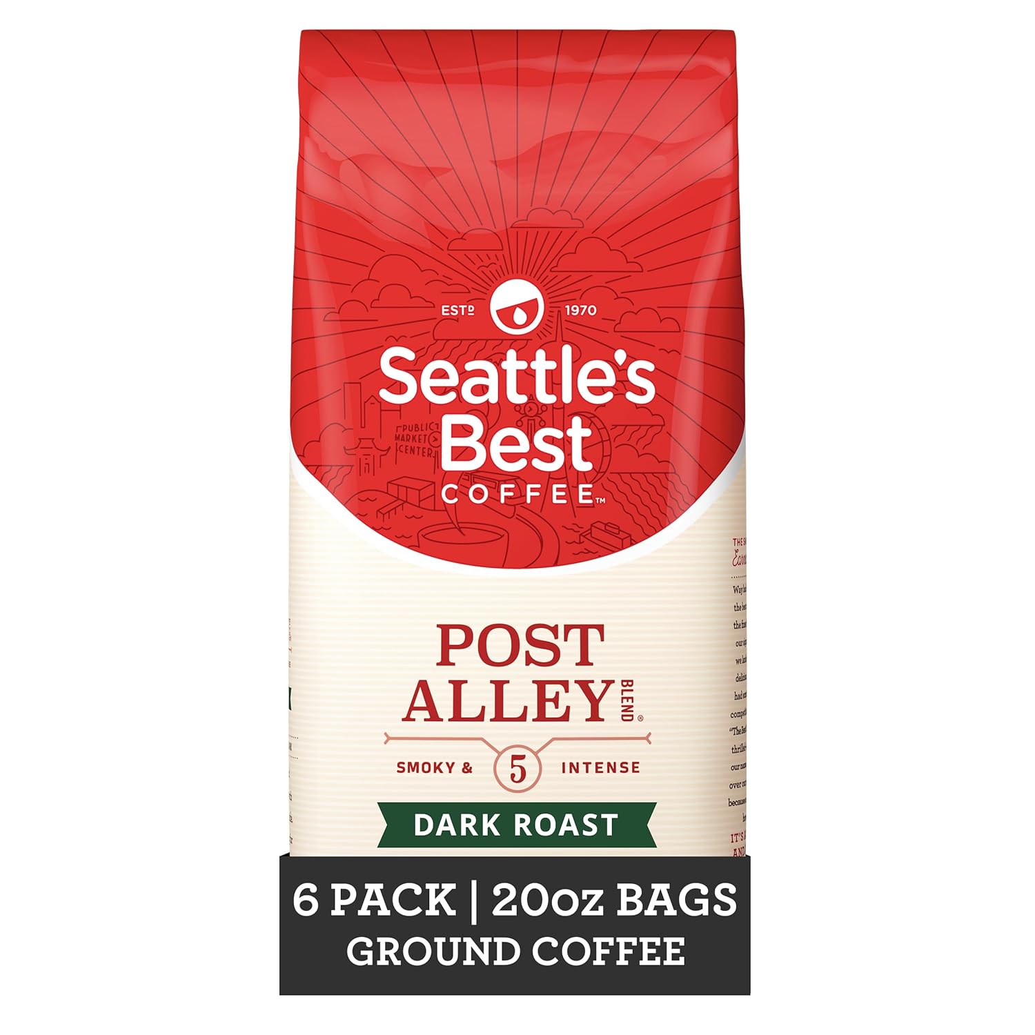 Seattle's Best Post Alley Dark Roast | 6-Pack, 20oz Bags