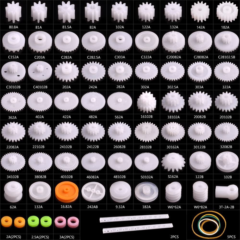 75Pcs Gear Set for DIY Car Robot - Precision Plastic Gears by AUKUYEE