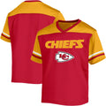 NFL Kids Youth Team Color V-Neck Wordmark Jersey T-Shirt - Chiefs