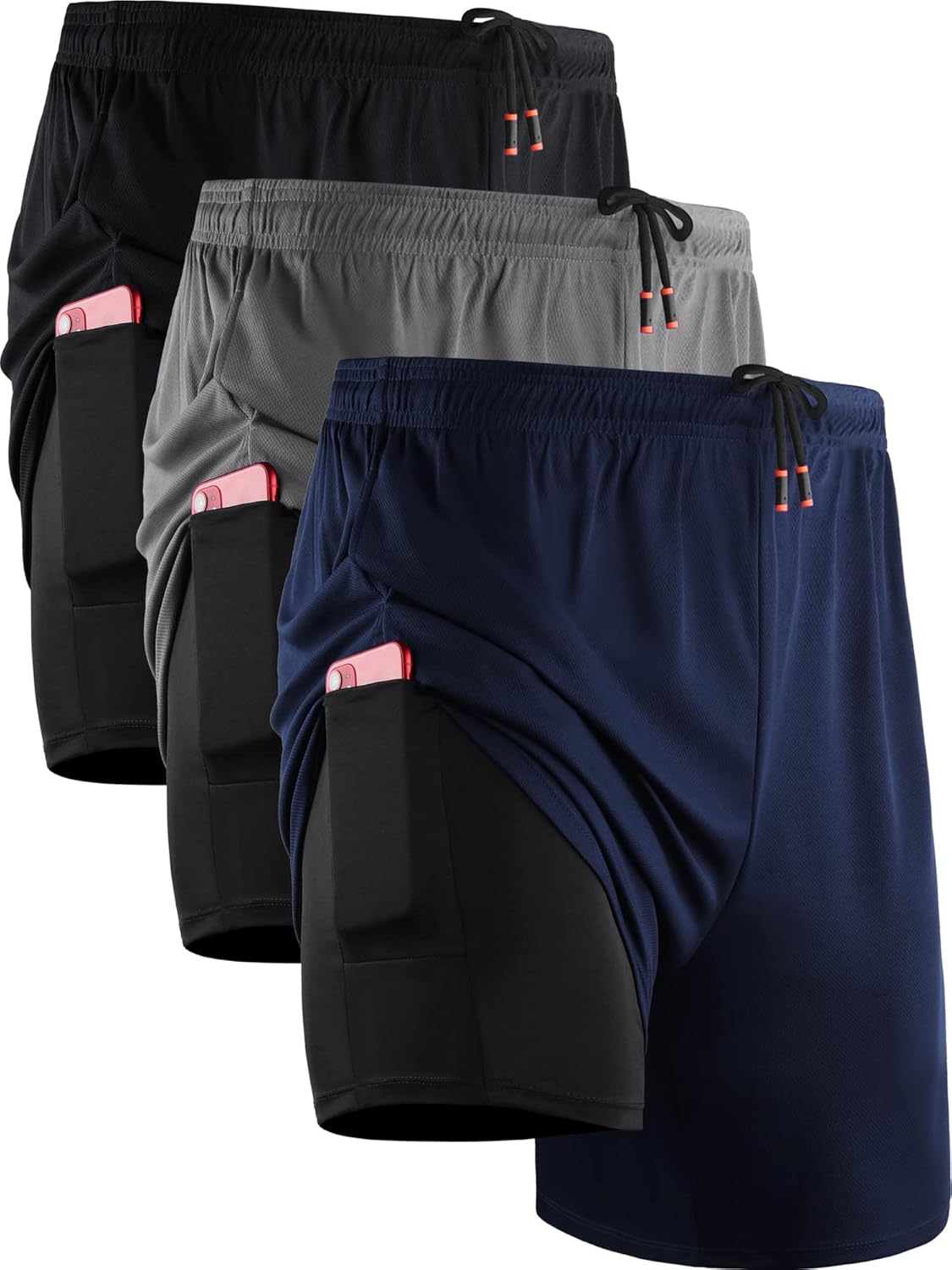 NELEUS Men's 2 in 1 Running Shorts with Liner for Comfort