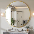 BEAUTYPEAK 48 in Round Mirror Gold Frame - Large Wall Mirror