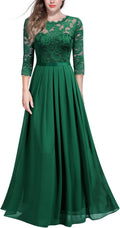 Women's Elegant Floral Lace 3/4 Sleeve Formal Maxi Dress - Size Guide