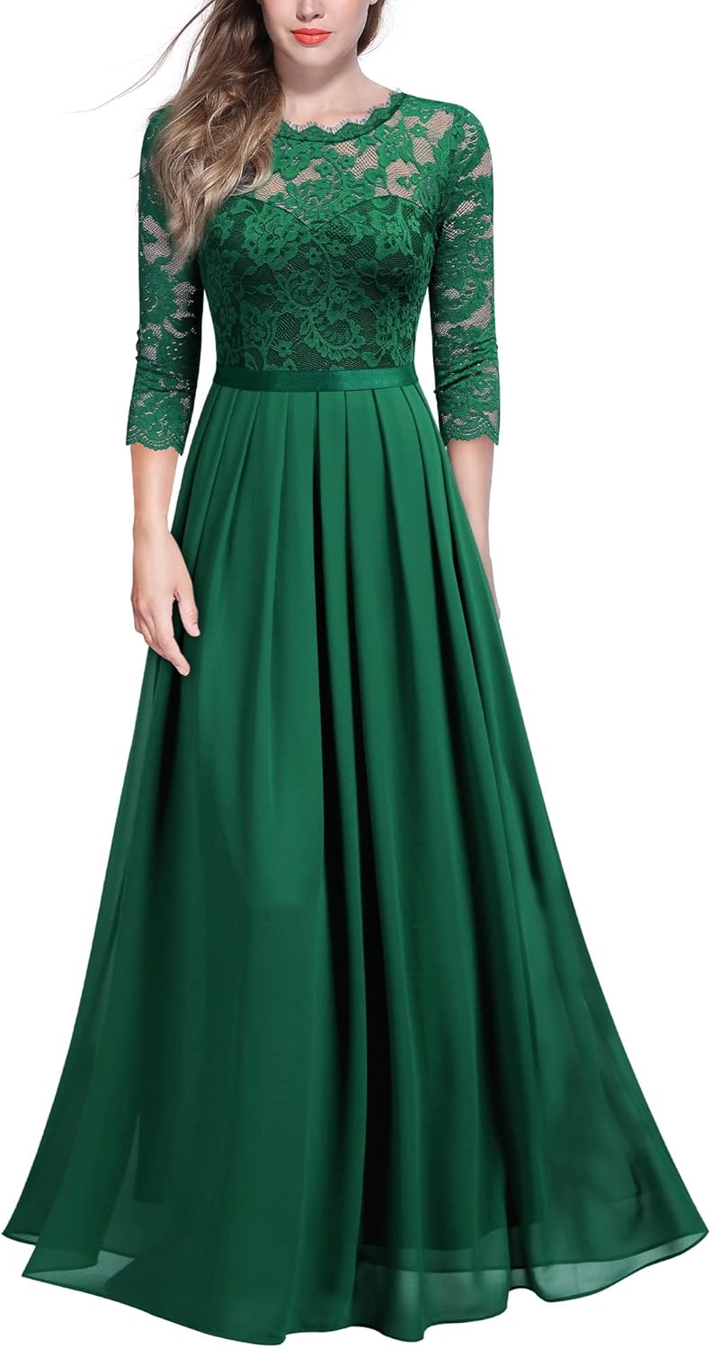 Miusol Women's Elegant Floral Lace 3/4 Sleeve Maxi Dress Review