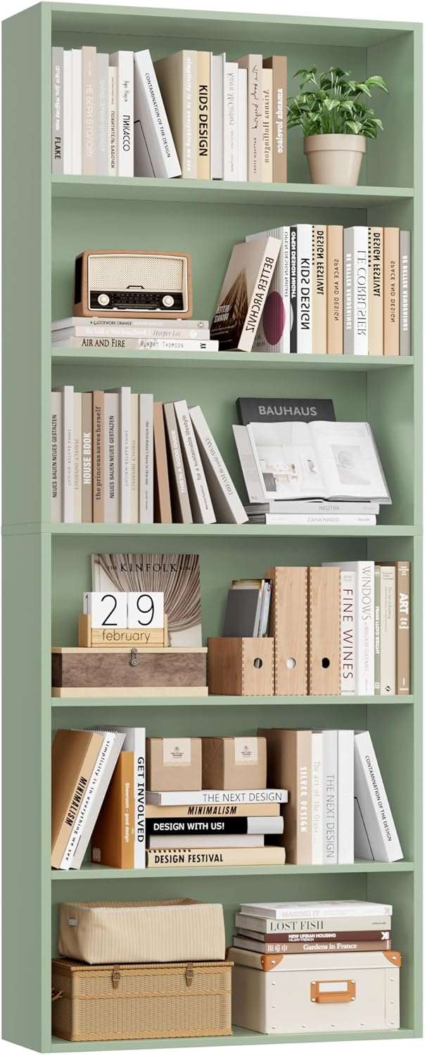 FOTOSOK 6-Tier Open Bookcase for Stylish Storage Solutions