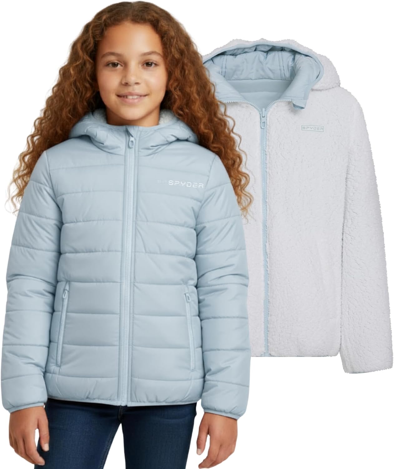 Spyder Reversible Girls Puffer Jacket for Cold Weather Fun