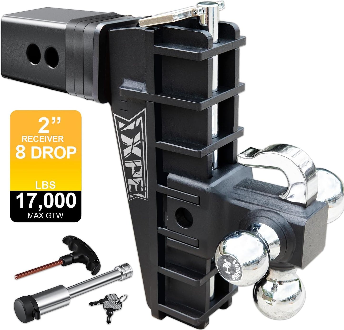 Adjustable Trailer Hitch for 2.0-Inch Receiver, Heavy Duty Tow
