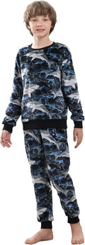 V.&GRIN Boys Fleece Pajamas Set - Soft Cozy Pullover Sweatshirt Pants