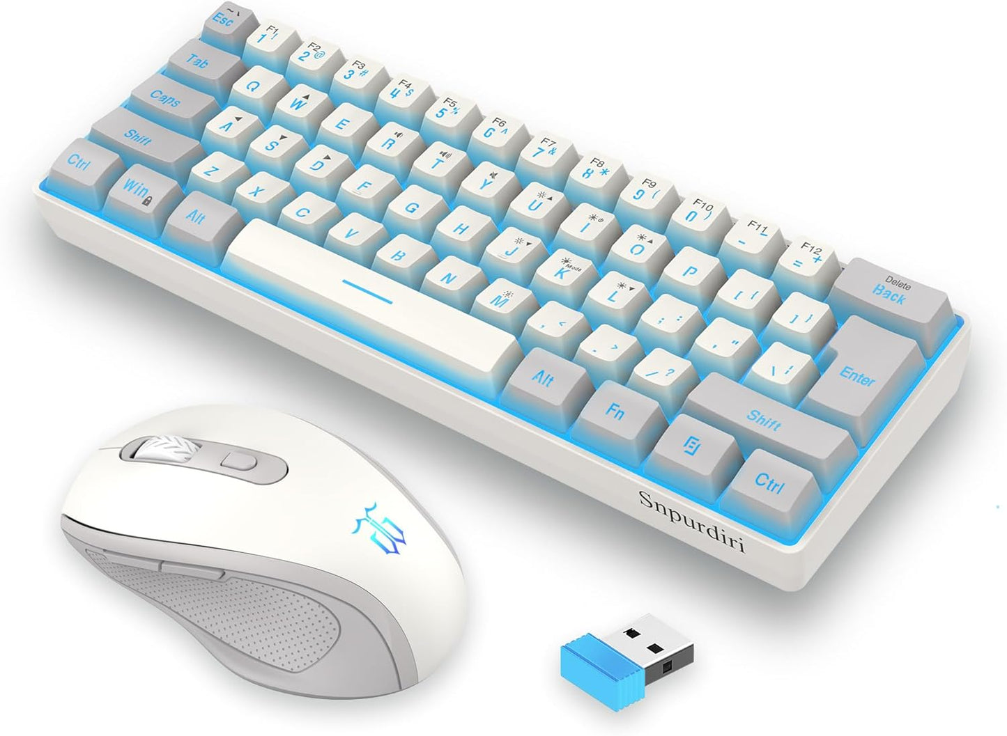 Snpurdiri 2.4G Wireless Gaming Keyboard & Mouse Combo - Mechanical Feel Keyboard, Ergonomic Small Mouse