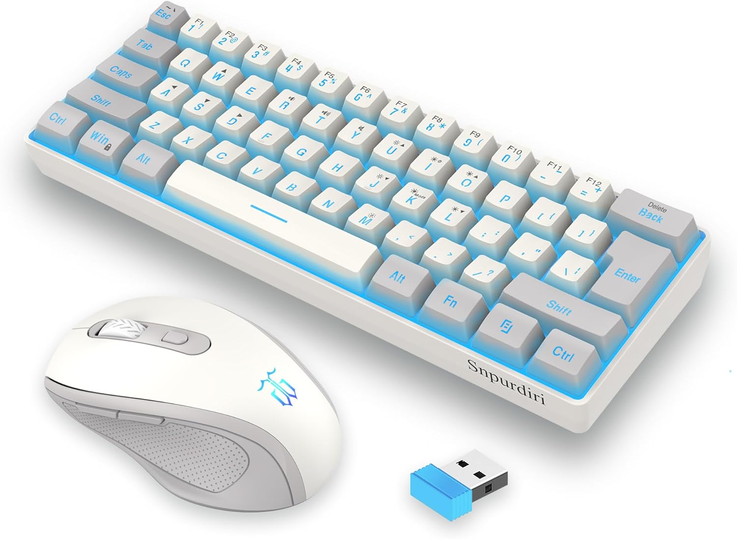 Snpurdiri 2.4G Wireless Gaming Keyboard & Mouse Combo - Mechanical Feel Keyboard, Ergonomic Small Mouse