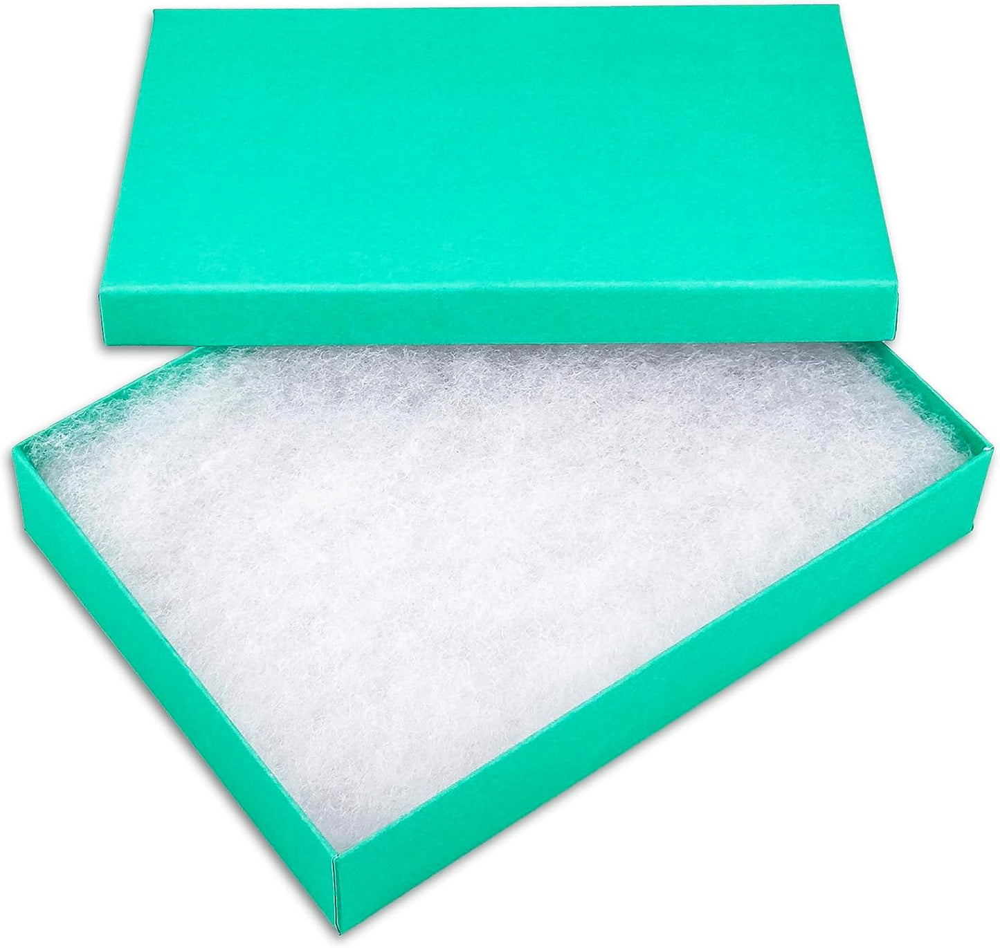 100-Pack Cotton Filled Cardboard Jewelry Boxes in Teal Green