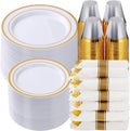 Gold Plastic Dinnerware Set for 100 Guests - Elegant Disposable Party