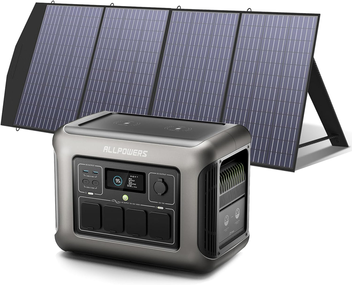 ALLPOWERS R1500 Portable Power Station & Solar Panel, 1800W Fast Charging