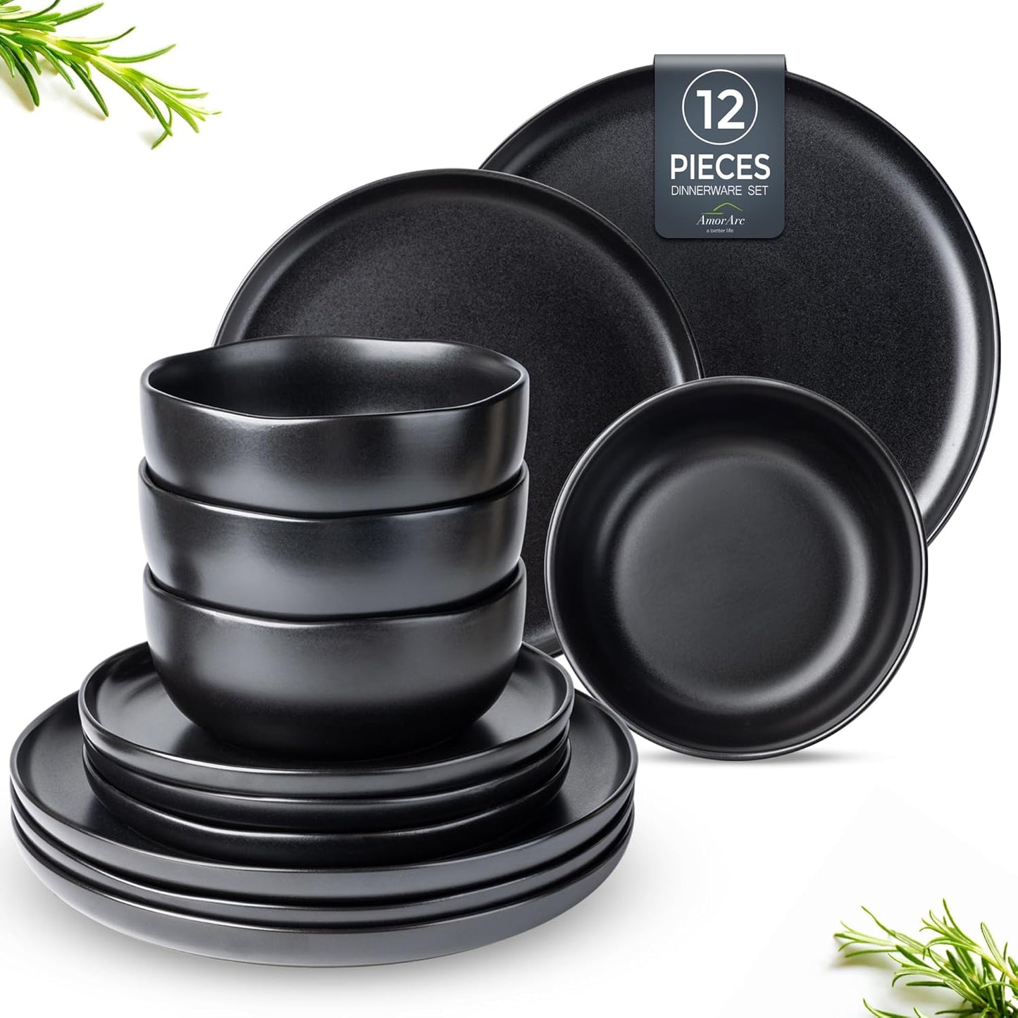 AmorArc Ceramic Dinnerware Sets with Wavy Rim for Stylish Dining