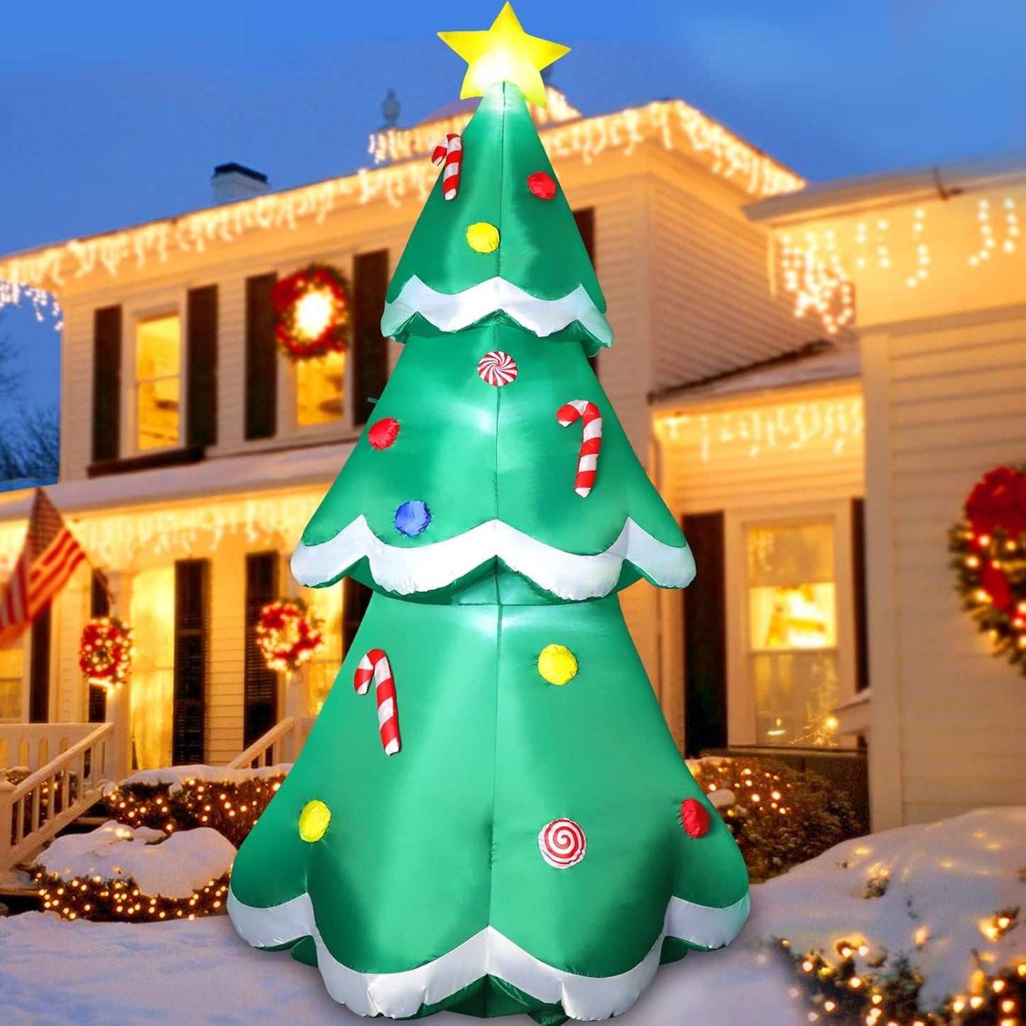 7 FT Tall Inflatable Christmas Tree with LED Lights for Yard
