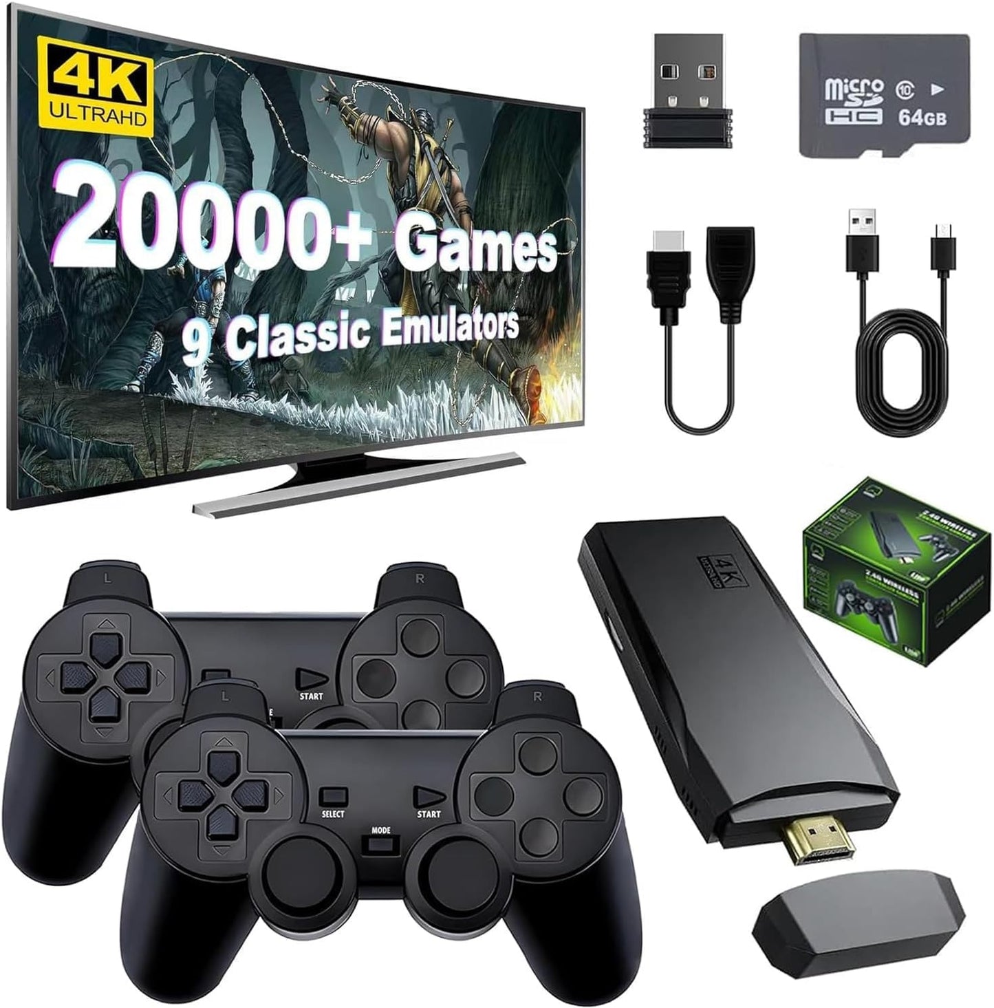 Nostalgic Gaming Paradise: 20,000+ Games, 4K HDMI, Wireless Controller