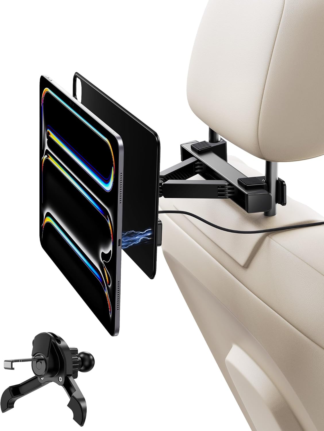 KUXIU Magnetic Wireless Charging Car Headrest Tablet Holder