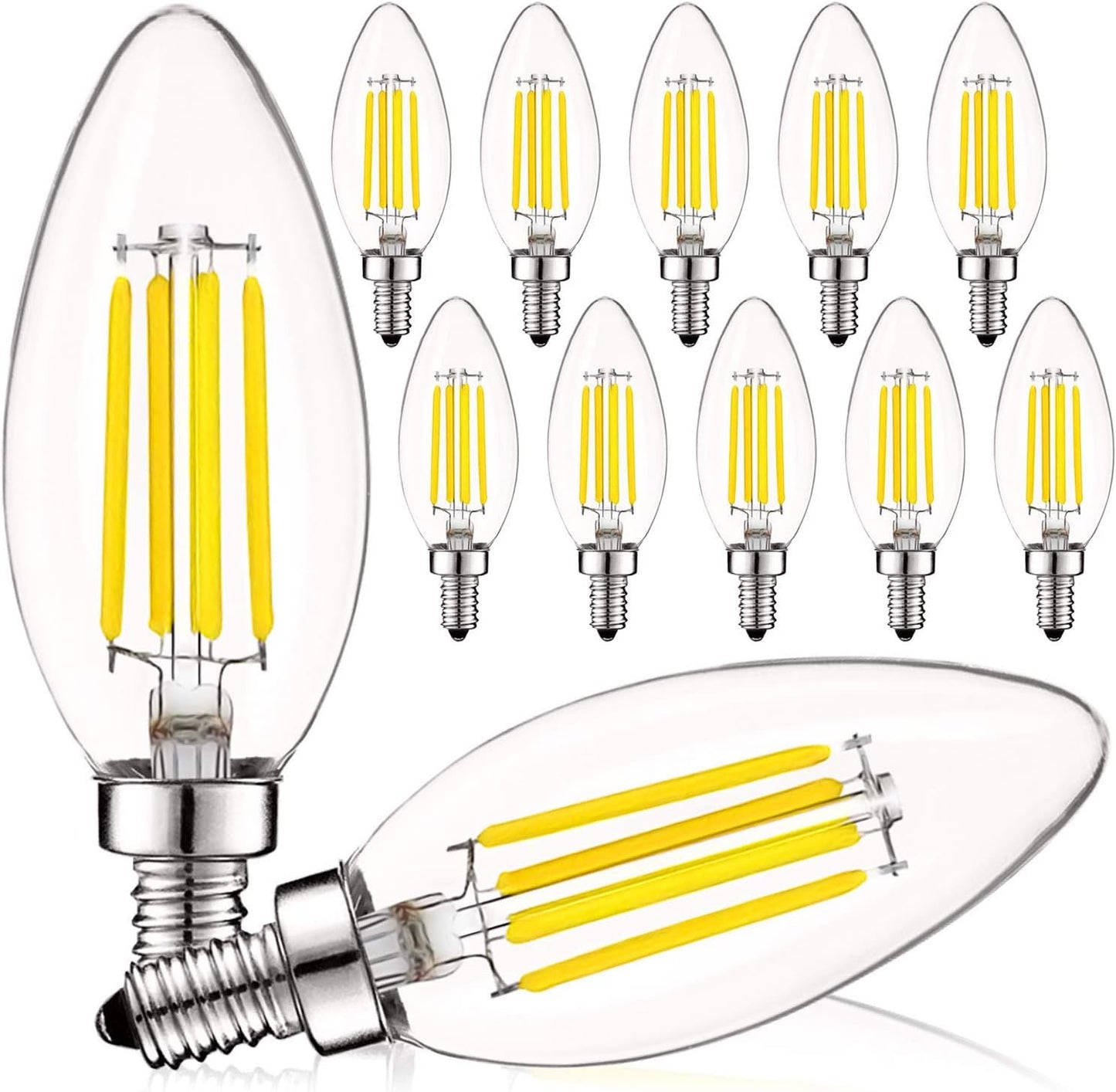 LUXRITE Vintage Candelabra LED Bulb 60W Equivalent, Dimmable