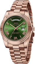 NIBOSI Men Analog Quartz Watch - Classic Rose Gold Silver