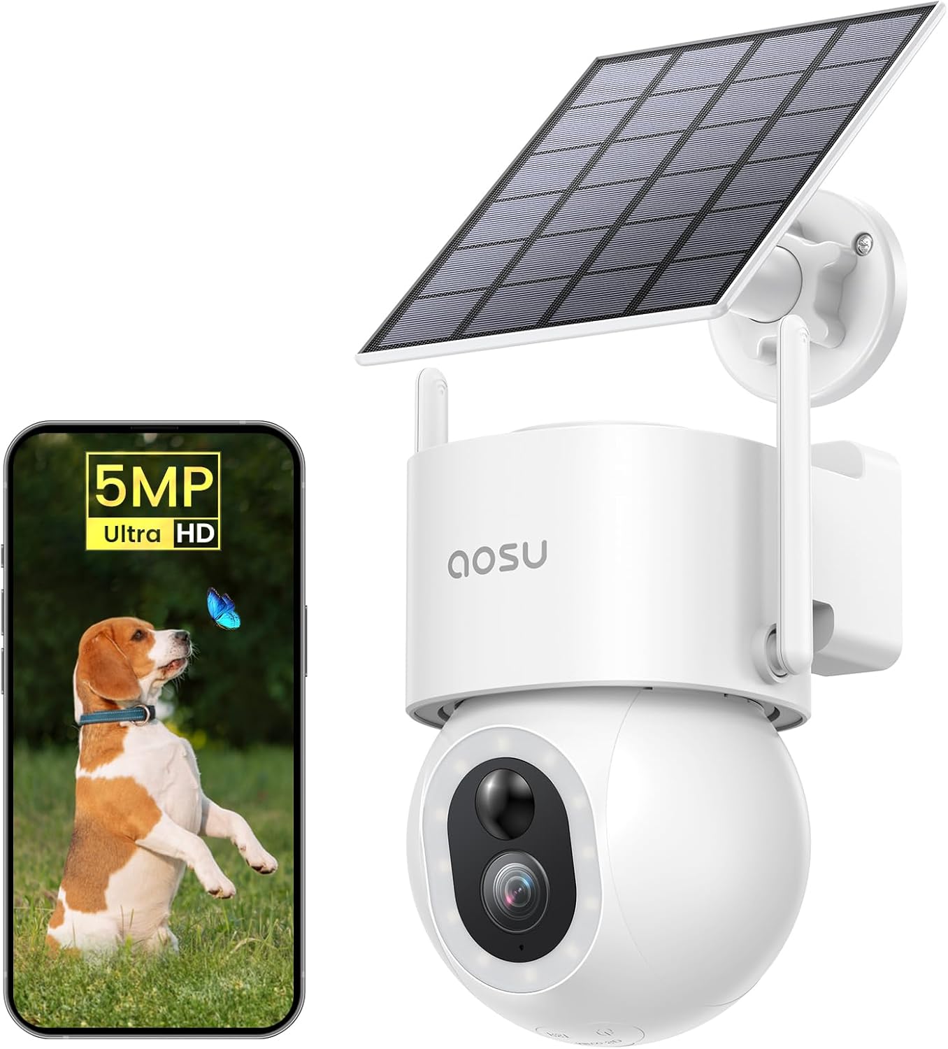 AOSU Solar 3K Security Camera - 360 Surveillance, AI Detection