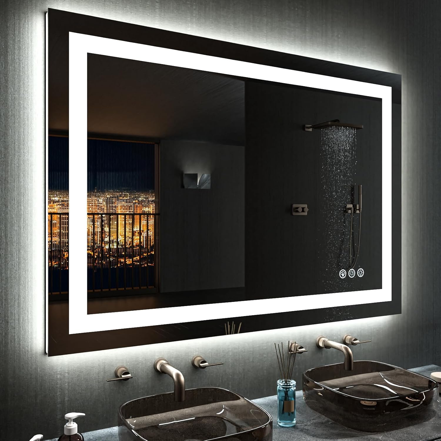 LOAAO 48X36 LED Bathroom Mirror with Lights and Anti-Fog Feature