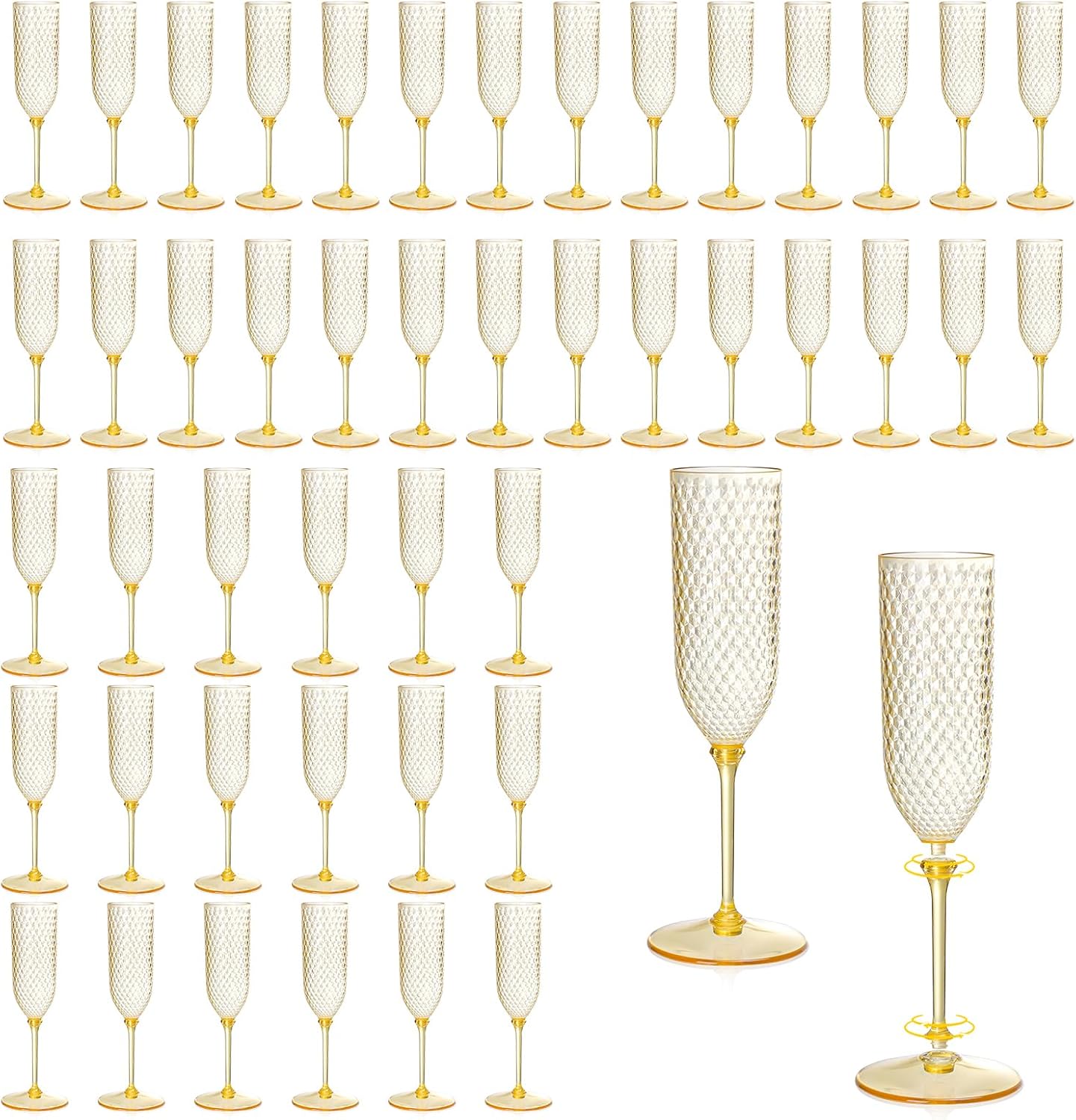 XUWAIDSGN 24 Pack Pink Detachable Champagne Flutes for Parties