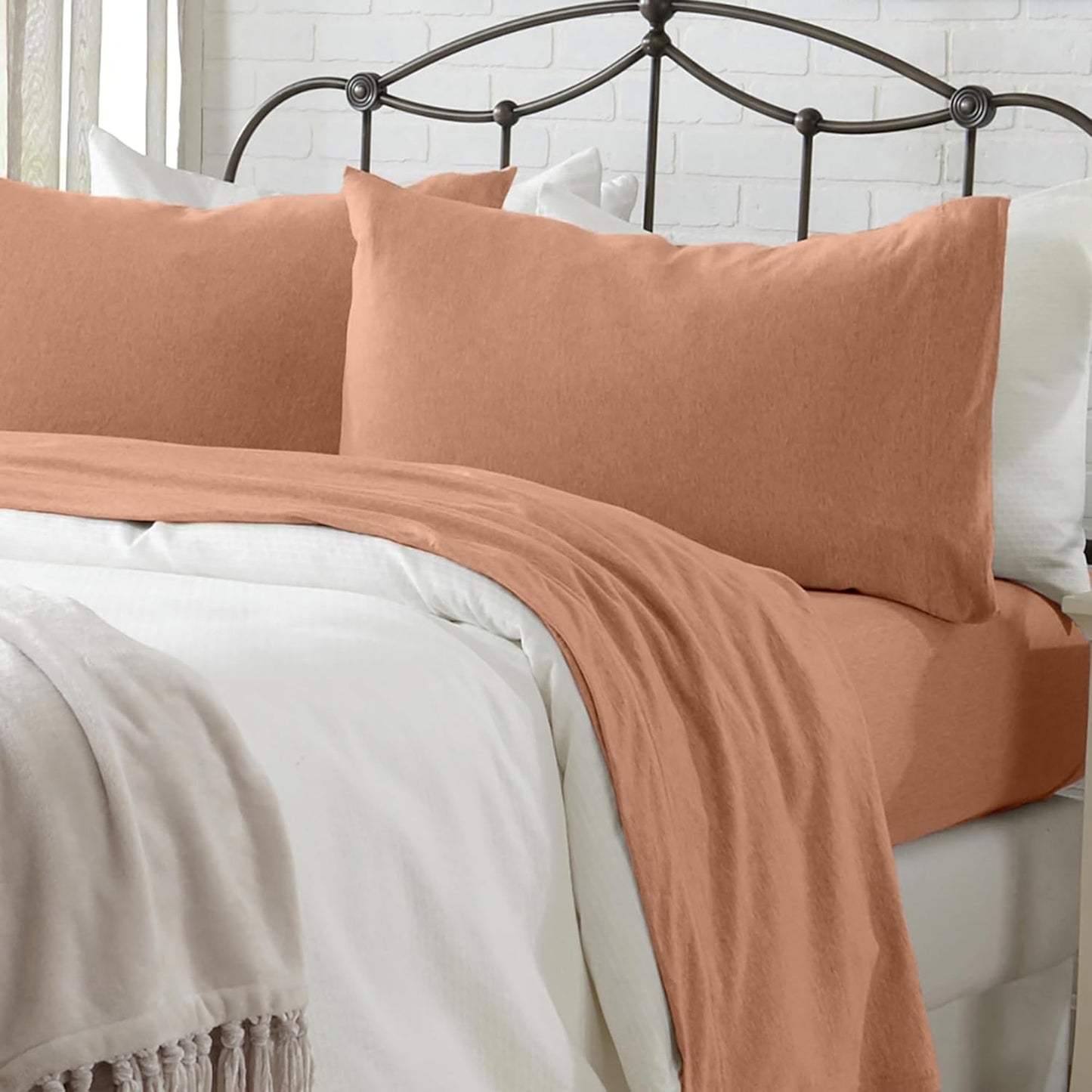 Great Bay Home Cotton Jersey Knit Queen Sheet Set for Comfort