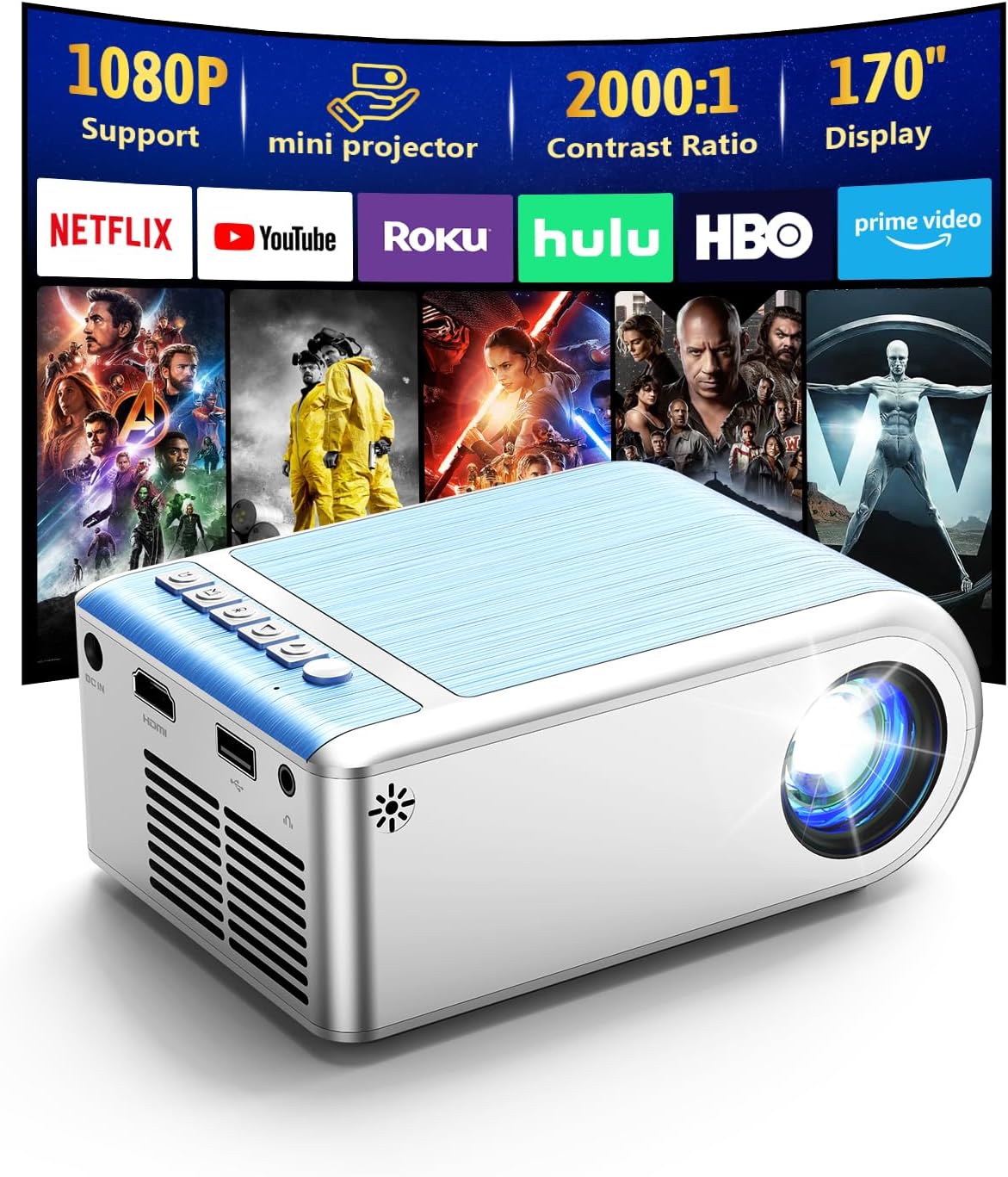 DZA Mini Projector: HD Outdoor Movie Magic!