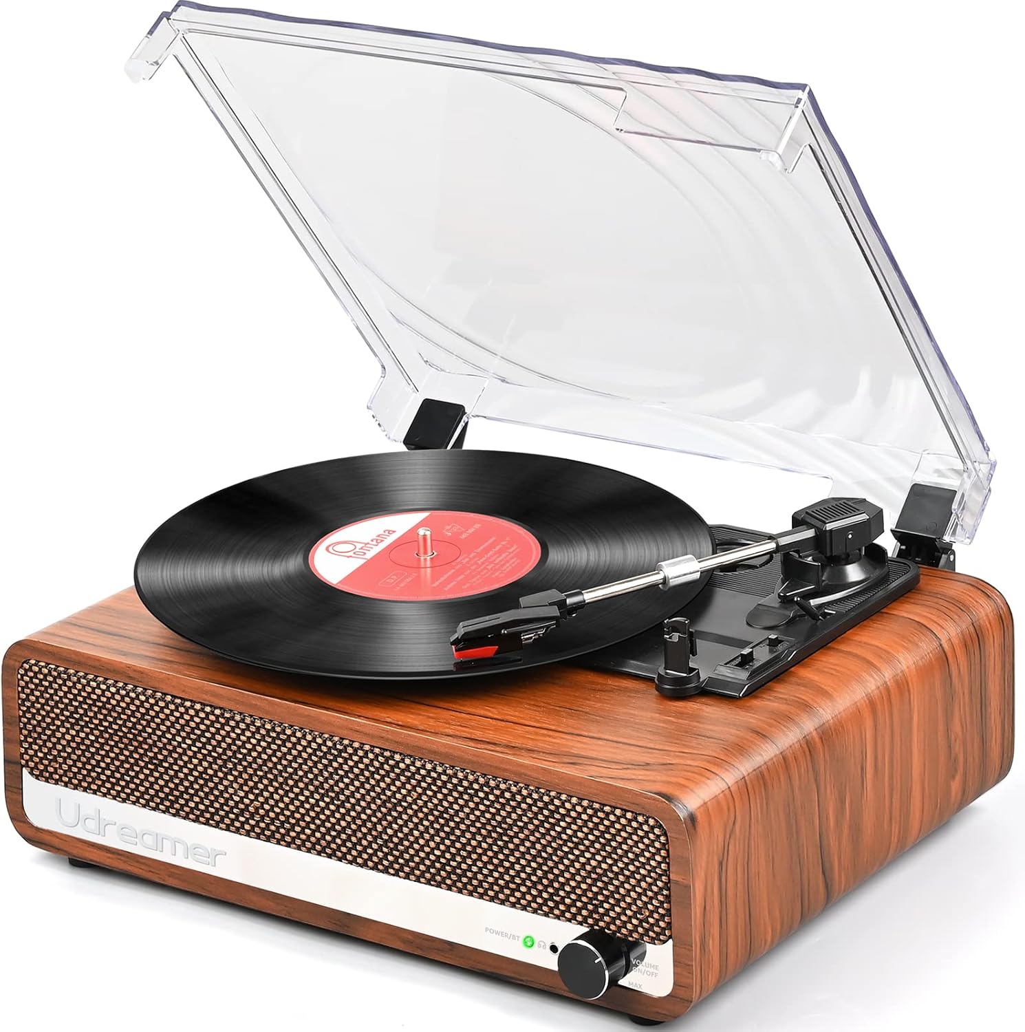 Vinyl Record Player with Upgraded Speakers and Bluetooth Input