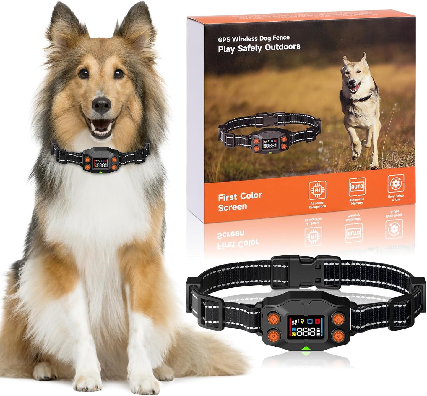 GPS Wireless Dog Fence with 3 Warning Modes for Outdoor Use
