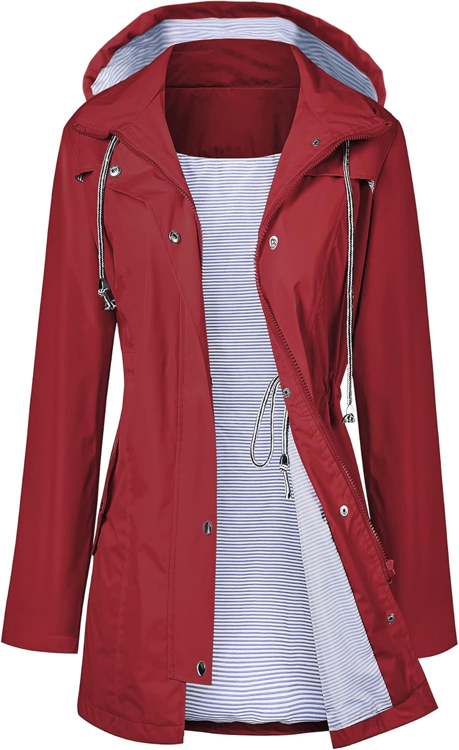 LOMON Raincoat Women Waterproof Long Hooded Trench Coats
